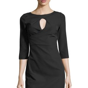 Neiman Marcus 3/4-Sleeve Keyhole Sheath Dress